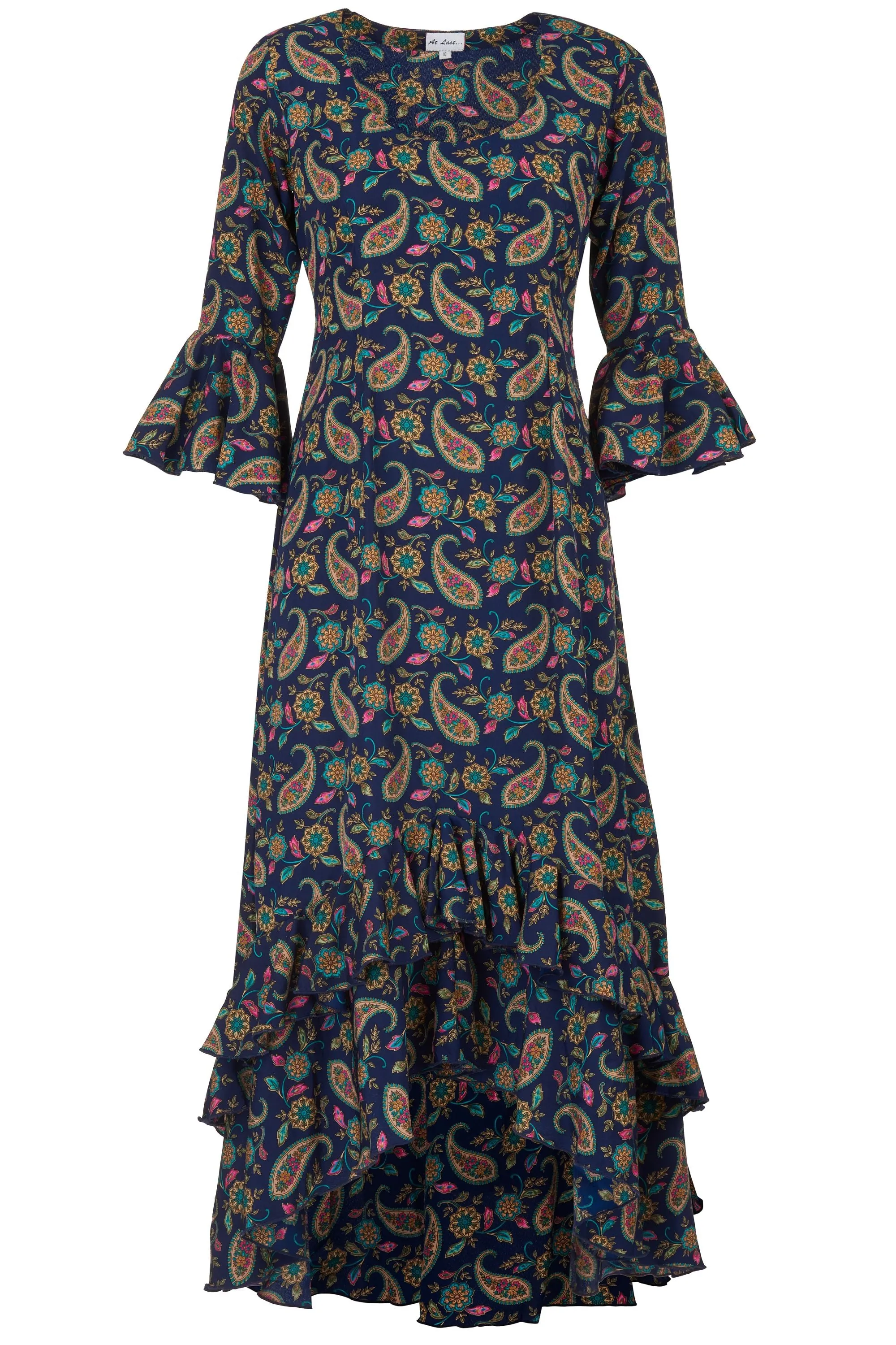 Victoria Midi Dress in Navy Paisley