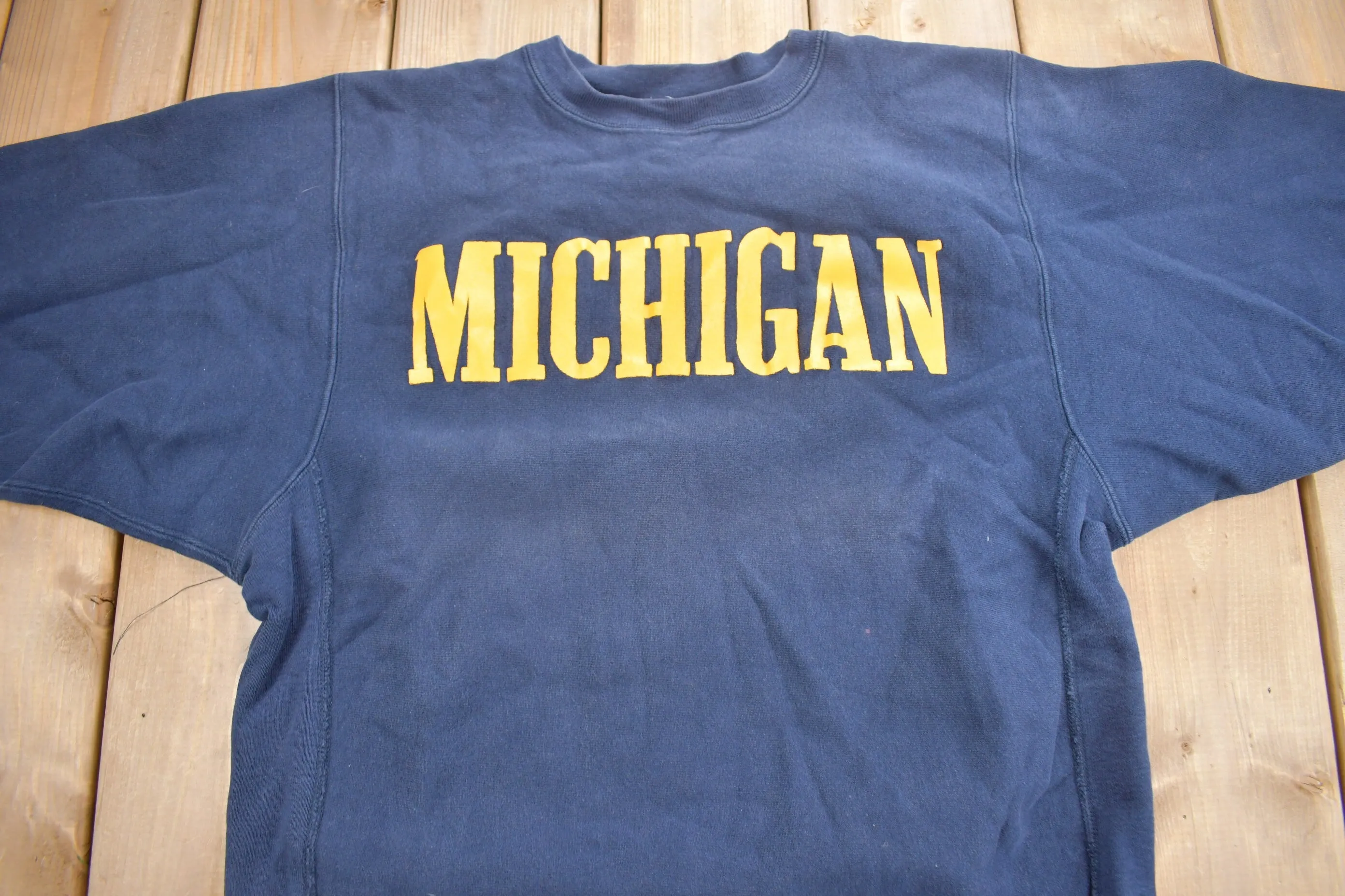 Vintage 1980s University Of Michigan Champion Reverse Weave Warmup Crewneck / Made In USA / NCAA Sweatshirt / Sportswear