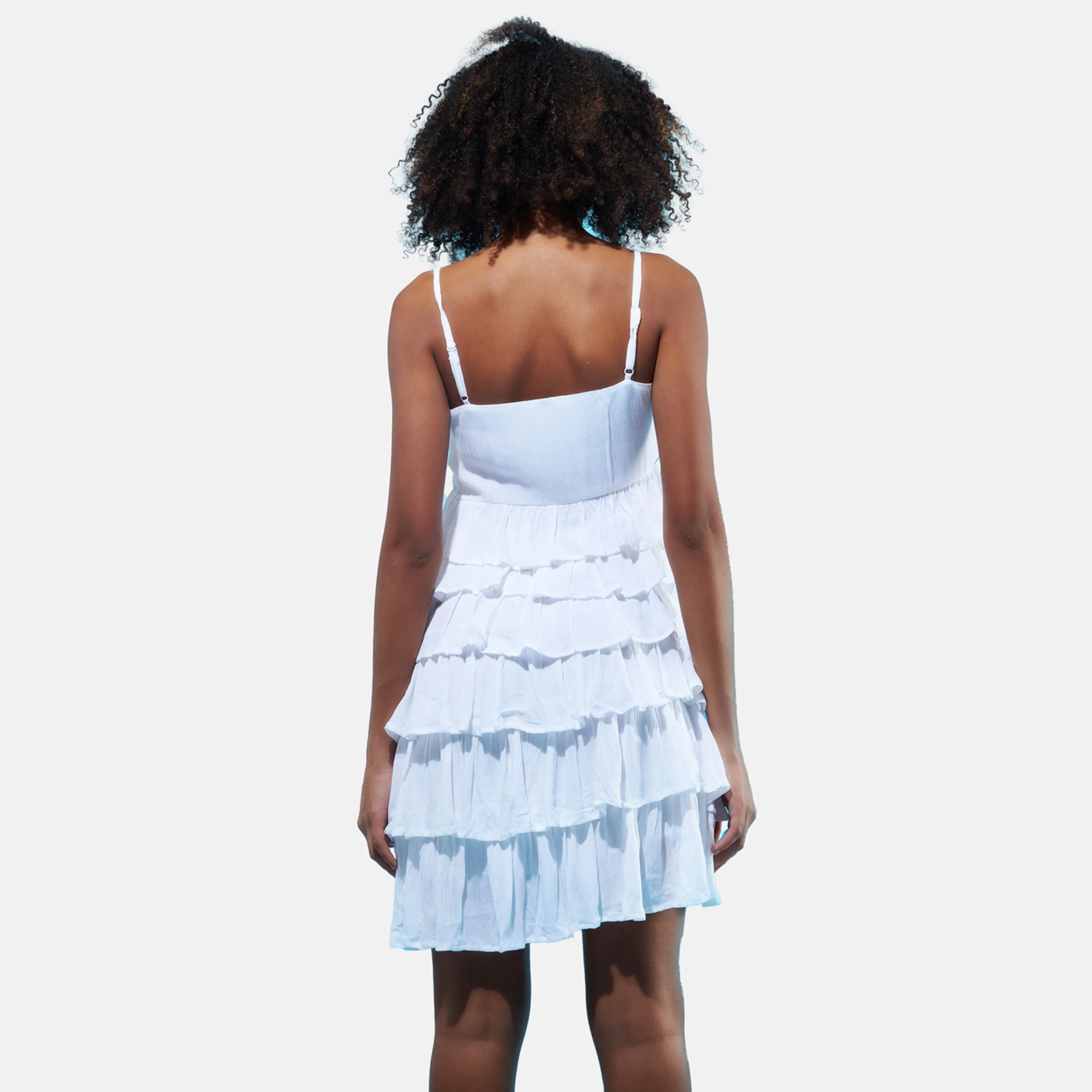 White Ruffle Layered Summer Dress