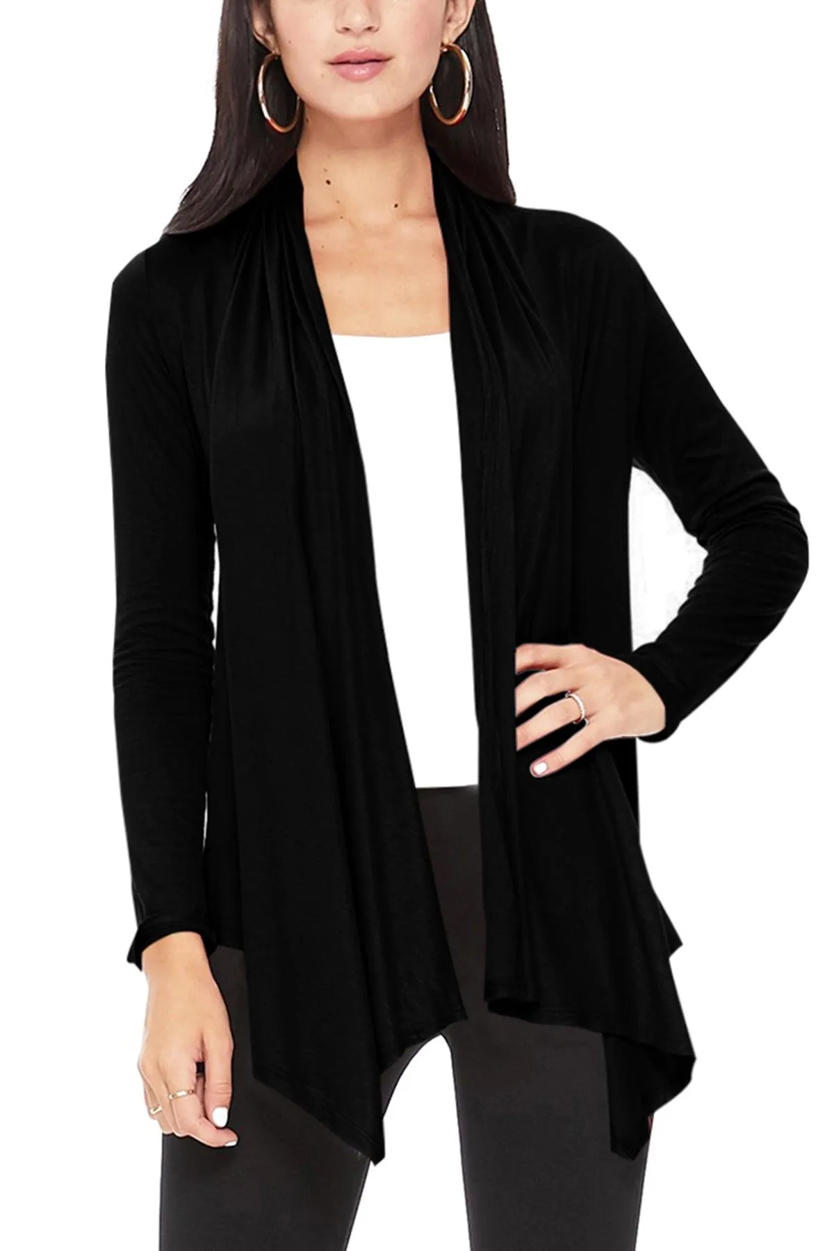 Women's Casual Long Sleeve Open Front Draped Cardigan (Pack of 2)