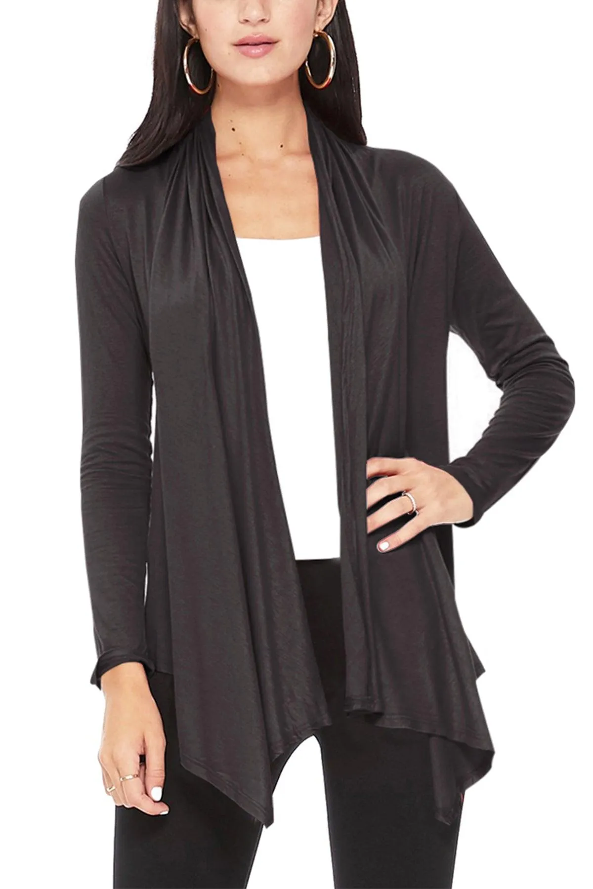 Women's Casual Long Sleeve Open Front Draped Cardigan (Pack of 2)