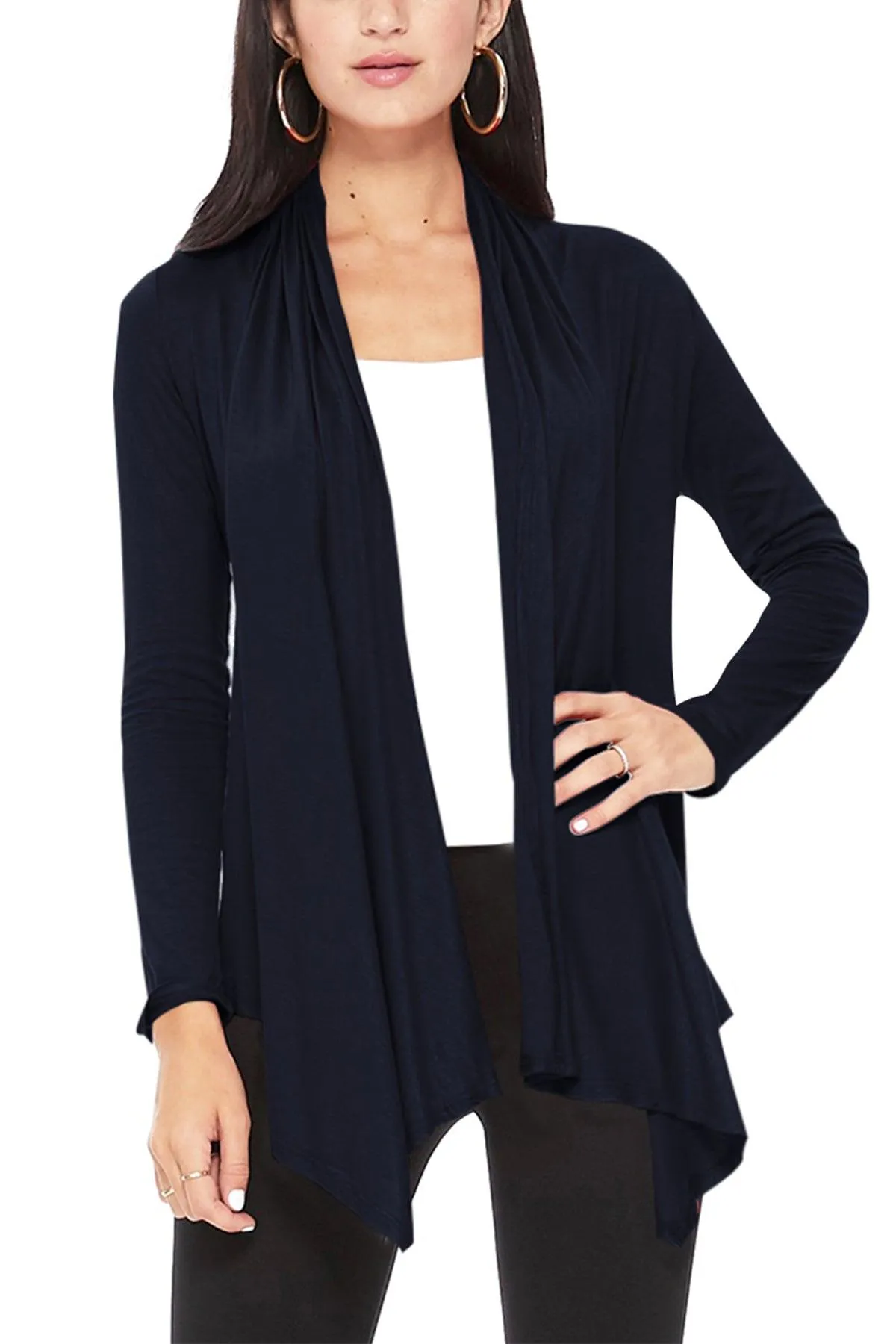 Women's Casual Long Sleeve Open Front Draped Cardigan (Pack of 2)