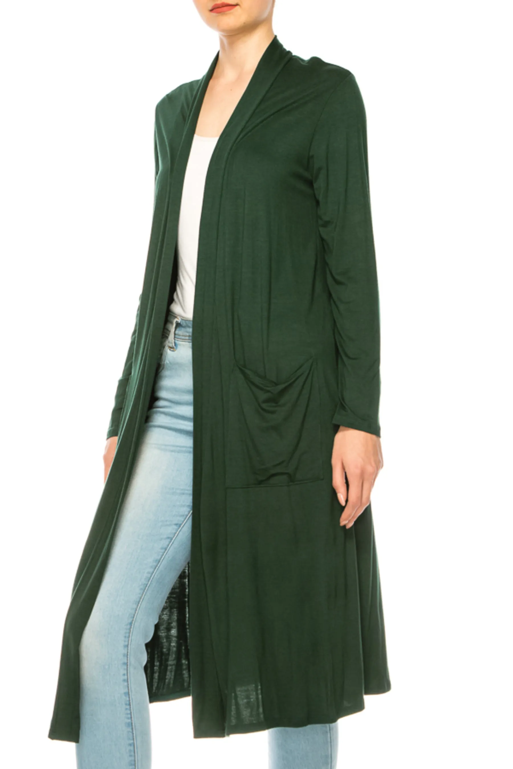 Women's Casual Relexed Fit Side Pockets Long Cardigan