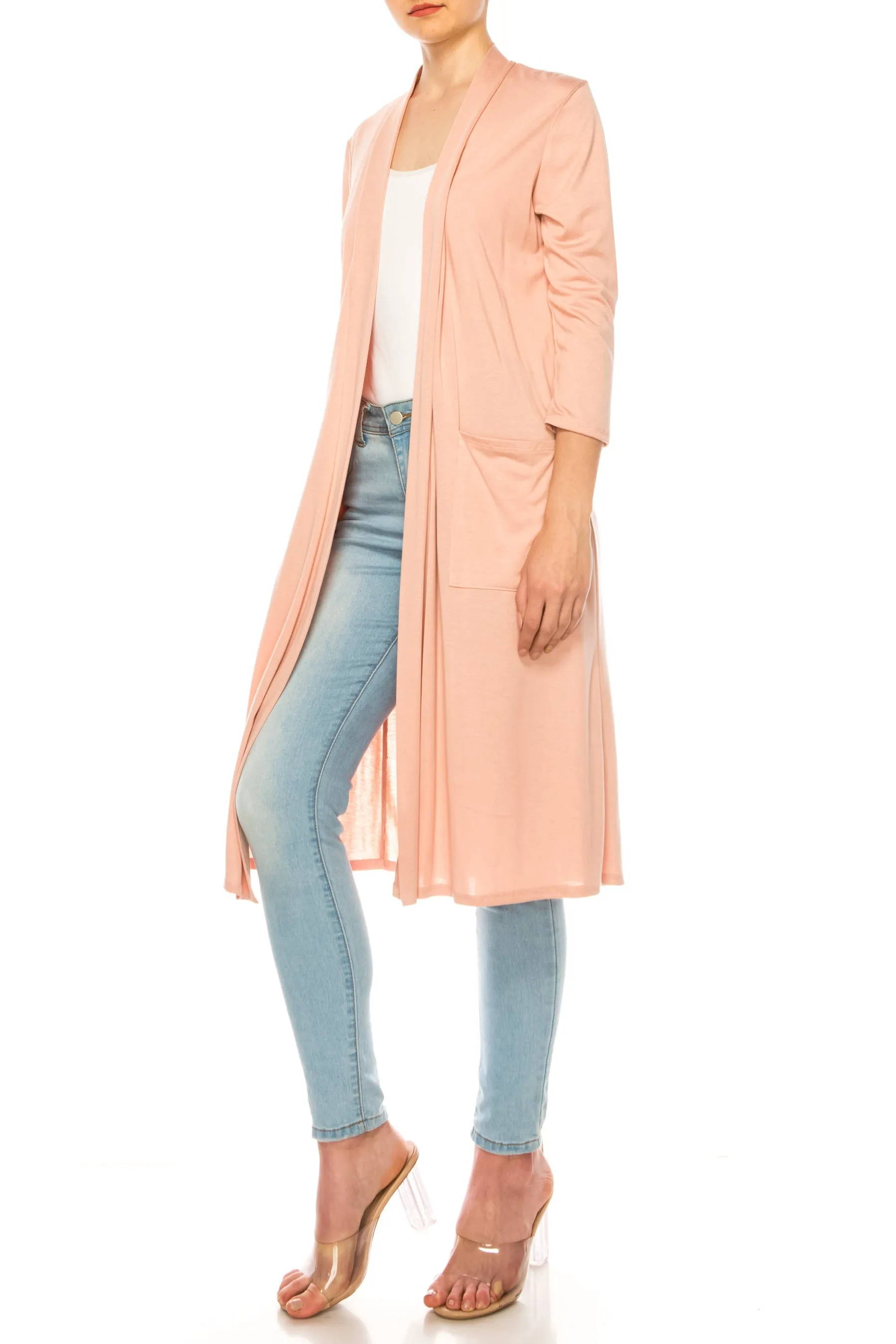 Women's Casual Relexed Fit Side Pockets Long Cardigan