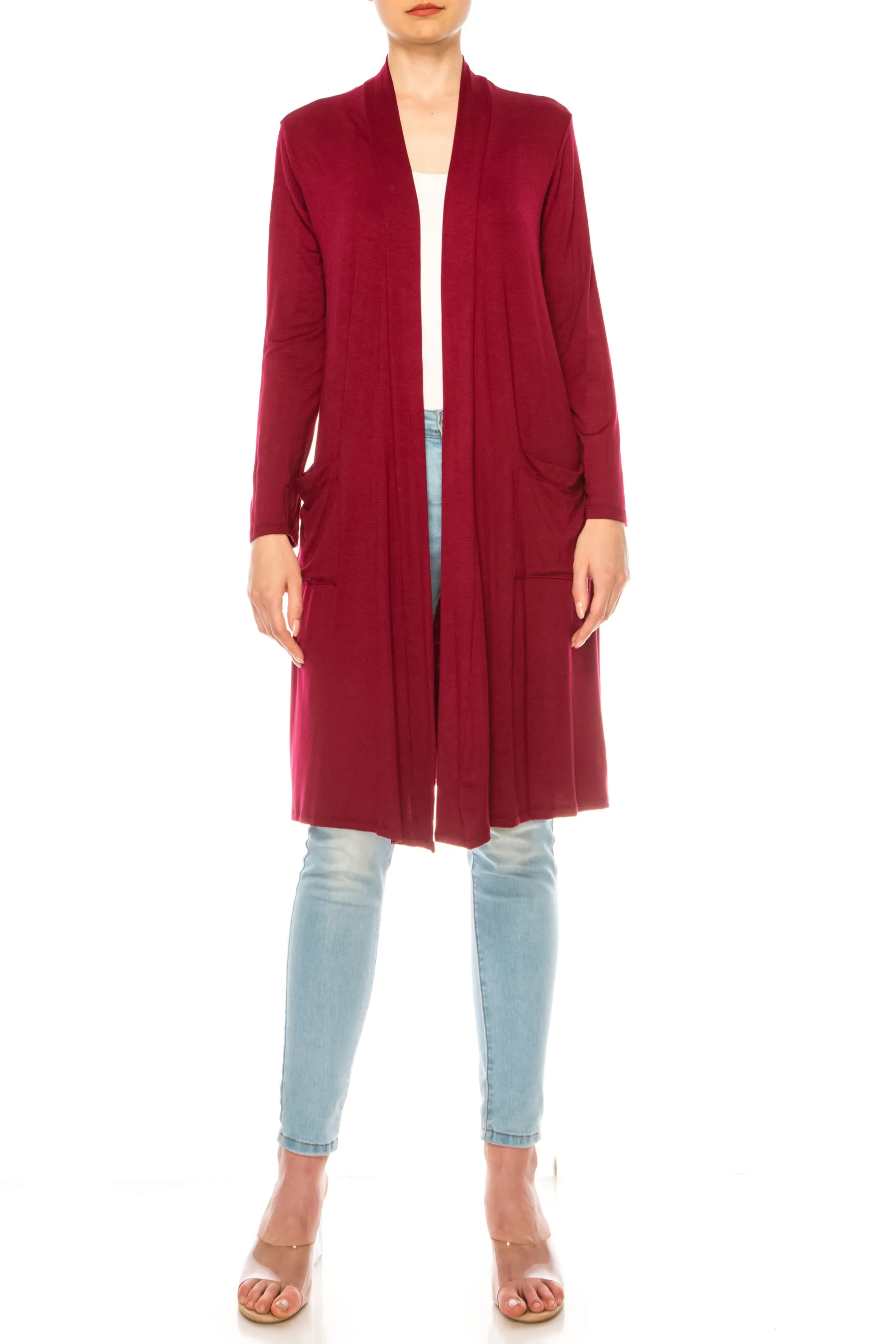 Women's Casual Relexed Fit Side Pockets Long Cardigan