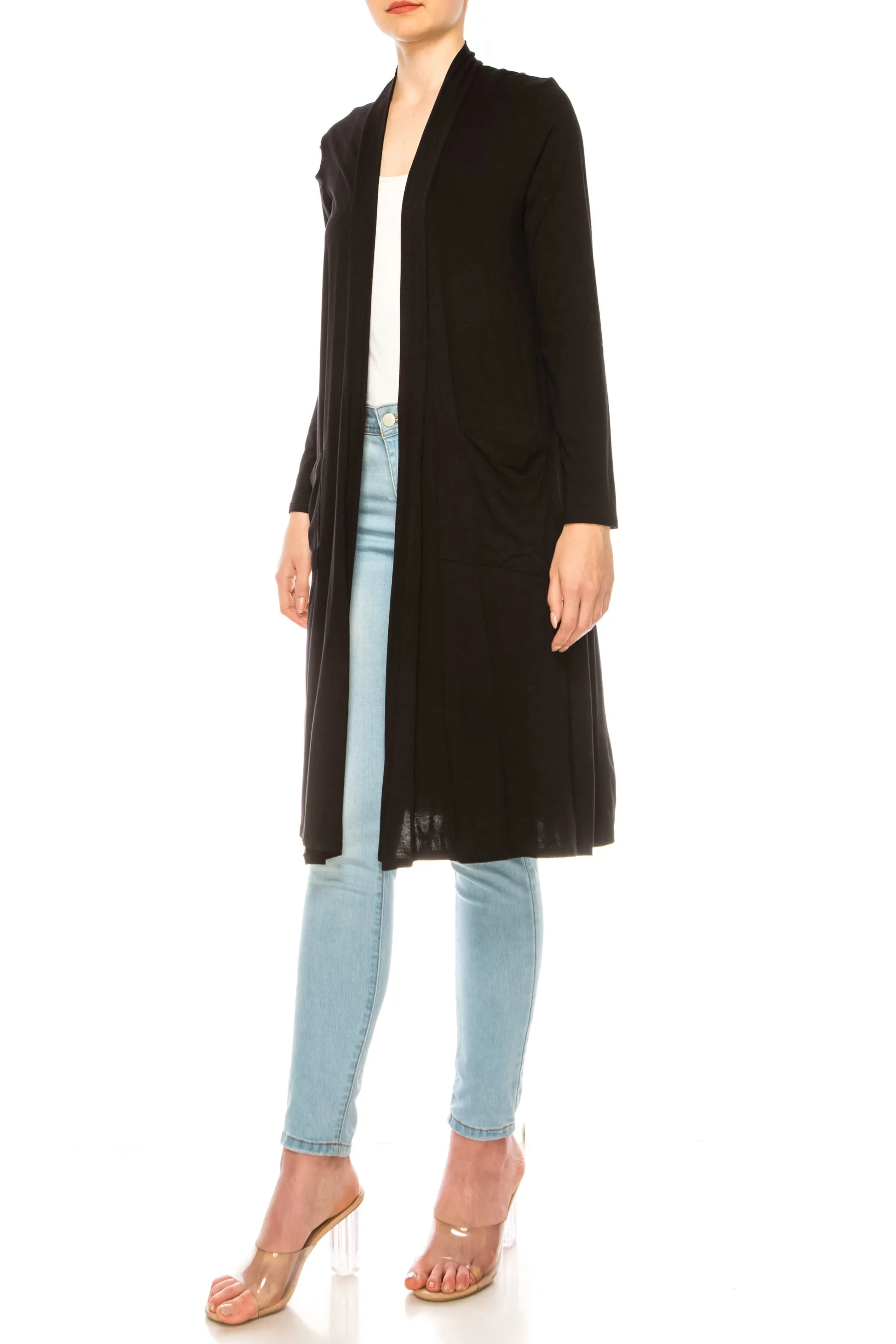 Women's Casual Relexed Fit Side Pockets Long Cardigan