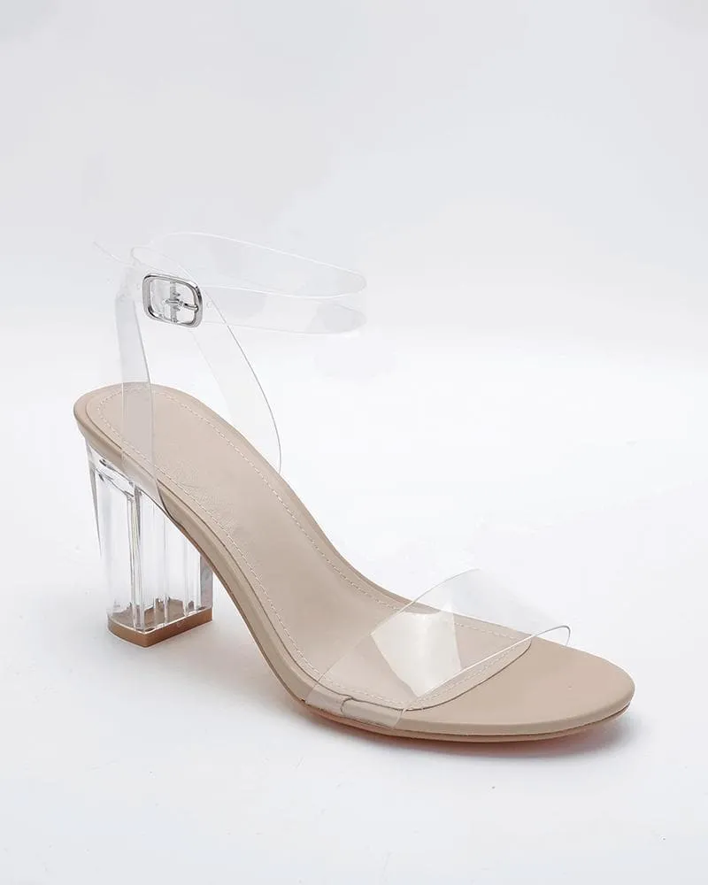 Women's Elegant PVC Transparent Heel Sandals