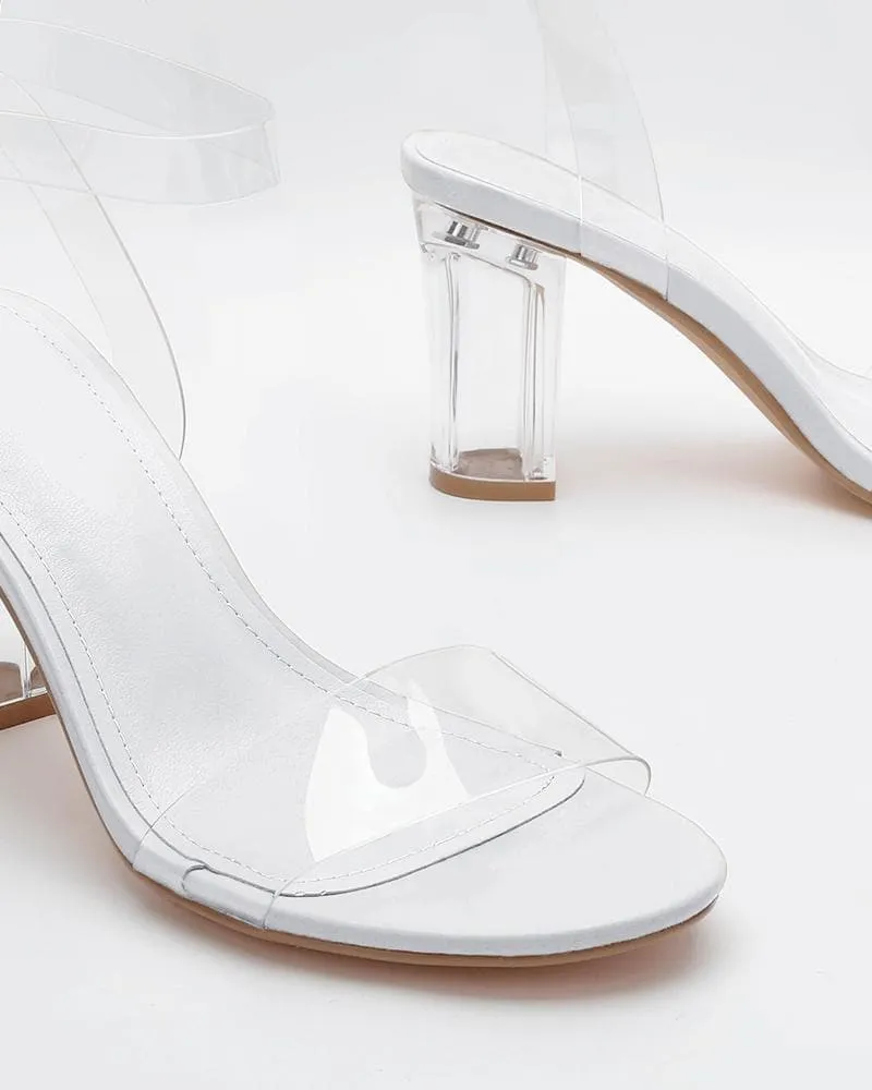 Women's Elegant PVC Transparent Heel Sandals