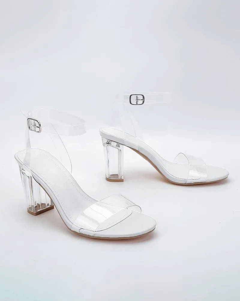 Women's Elegant PVC Transparent Heel Sandals